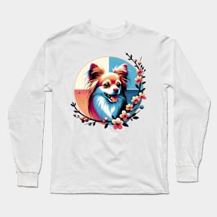 Joyful Russian Toy Amidst Spring's Cherry Blossoms Long Sleeve T-Shirt
